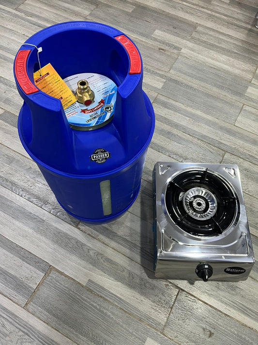 10KG Burhan Fiber Gas Cylinder & Single Auto-Ignition Stove Complete Package