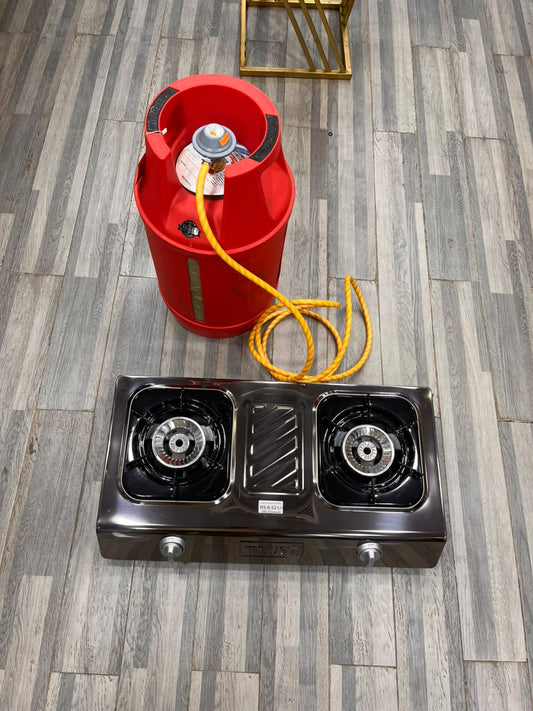 10KG Global Fiber Gas Cylinder & Double Auto-Ignition Stove Complete Package