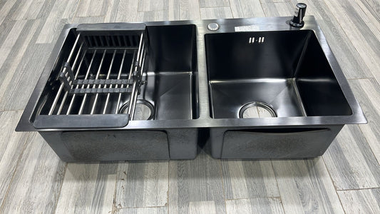 Kitchen Sink Double Hand Made Black Size:17x31 Inches