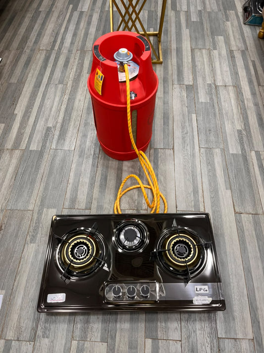 10kg Global Fiber Cylinder + 3-Burner Stainless Steel Auto-Ignition Hob Modern Kitchen Package