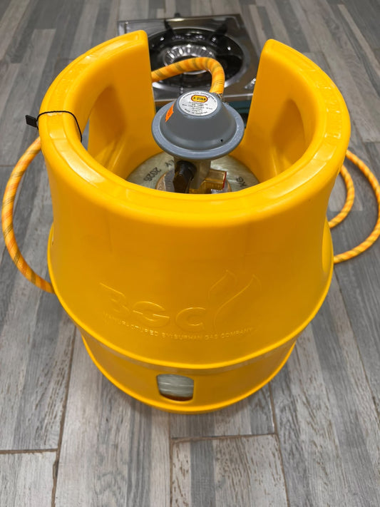 5KG Burhan Fiber Gas Cylinder & Single Auto-Ignition Stove Complete Package