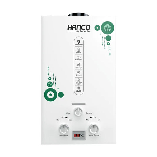 Hanco 7 Liters Instant Water Heater - Model 710C Dual Ignition - Gas Geyser