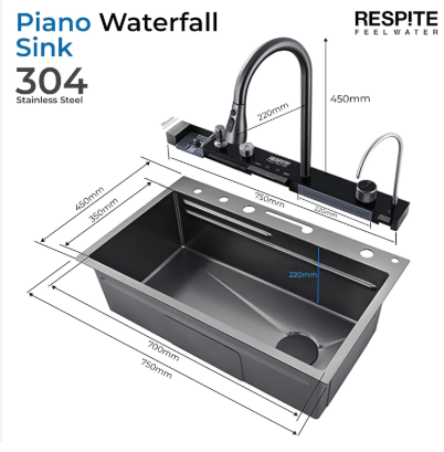 Luxury Piano-Key Workstation Kitchen Sink (18x31 Inches)