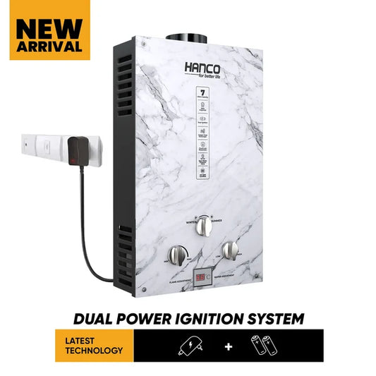 Hanco 7 Liters Instant Water Heater - Model 7G3 Dual Ignition - Gas Geyser
