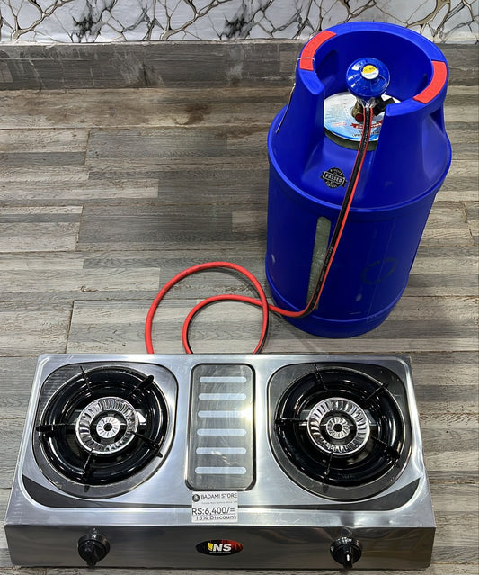 10KG Global Fiber Gas Cylinder & Double Auto-Ignition Stove Complete Package