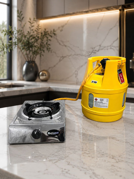 5KG Burhan Fiber Gas Cylinder & Single Auto-Ignition Stove Complete Package