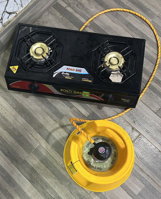 5KG Burhan Fiber Gas Cylinder & Double Auto-Ignition Stove Complete Package