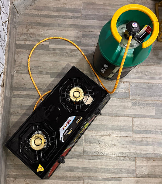 10KG Burhan Fiber Gas Cylinder & Double Auto-Ignition Stove Complete Package