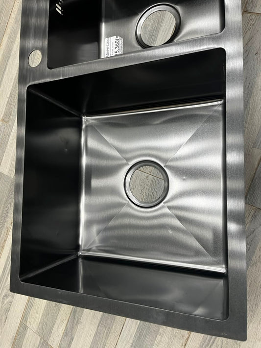Kitchen Sink Double Hand Made Black Size:17x31 Inches