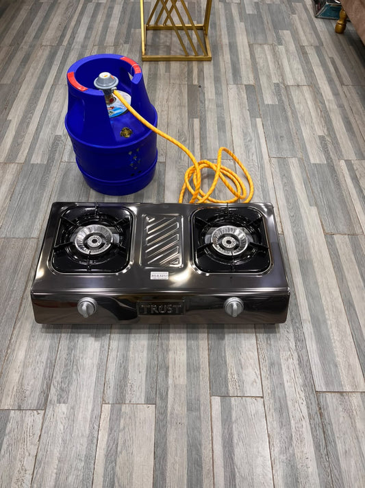 5KG Global Fiber Gas Cylinder & Double Auto-Ignition Stove Complete Package