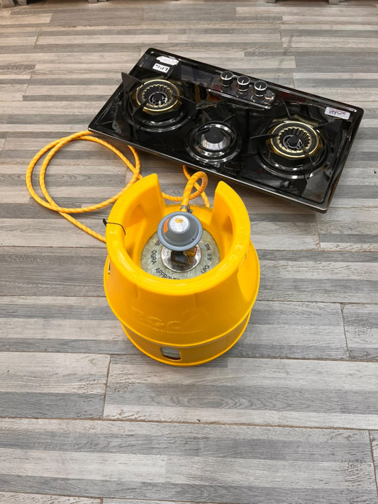 5kg Burhan Fiber Cylinder + 3-Burner Stainless Steel Auto-Ignition Hob