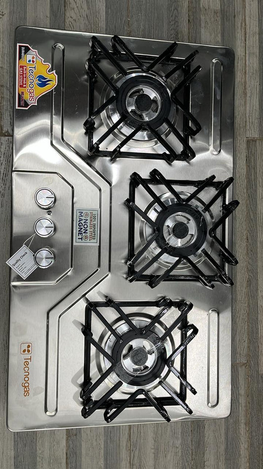 Heavy-Duty Manual Gas Hob (3 Jumbo Burners) Square Grill