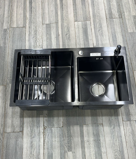 Kitchen Sink Double Hand Made Black Size:17x31 Inches