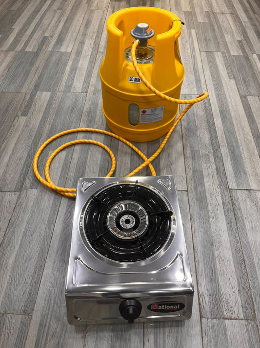 5KG Burhan Fiber Gas Cylinder & Single Auto-Ignition Stove Complete Package