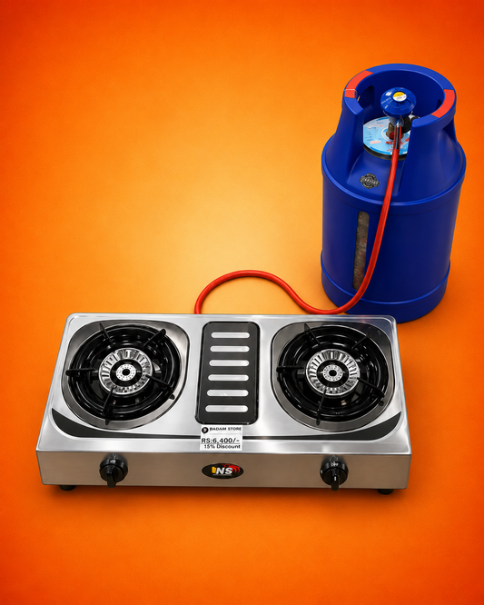 10KG Global Fiber Gas Cylinder & Double Auto-Ignition Stove Complete Package