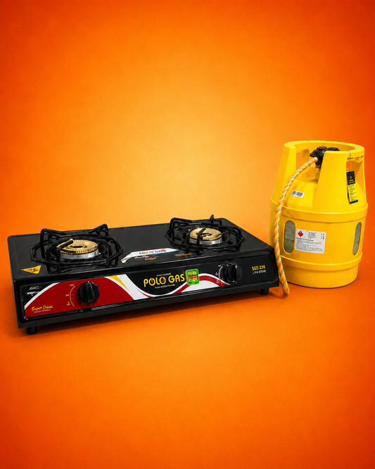 5KG Global Fiber Gas Cylinder & Double Auto-Ignition Stove Complete Package