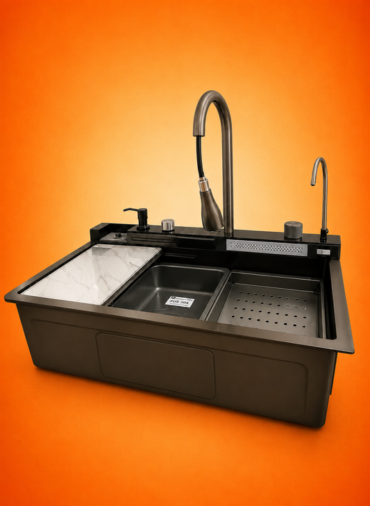 Luxury Piano-Key Workstation Kitchen Sink (18x31 Inches)