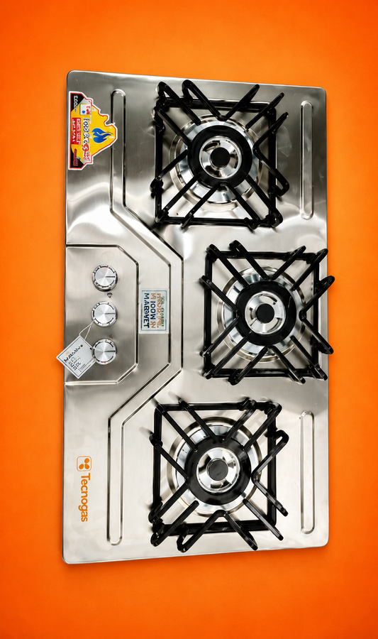 Heavy-Duty Manual Gas Hob (3 Jumbo Burners) Square Grill