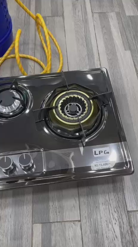 5kg Global Fiber Cylinder + 3-Burner Stainless Steel Auto-Ignition Hob Modern Kitchen Package