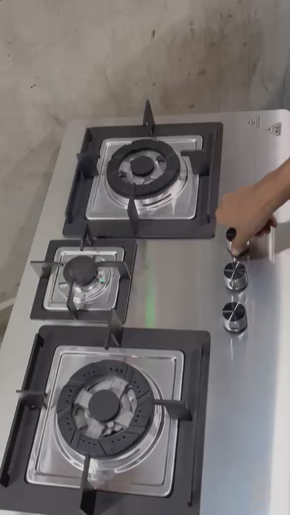 Heavy Duty 3-Burner Stainless Steel Built-in Hob (14 Gauge / 3MM)