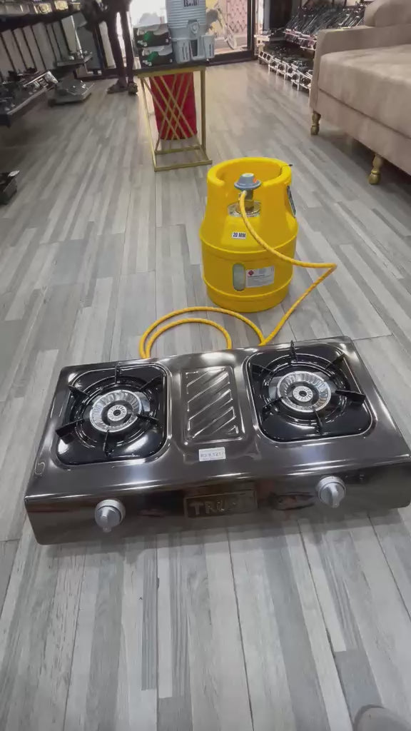 5KG Burhan Fiber Gas Cylinder & Double Auto-Ignition Stove Complete Package