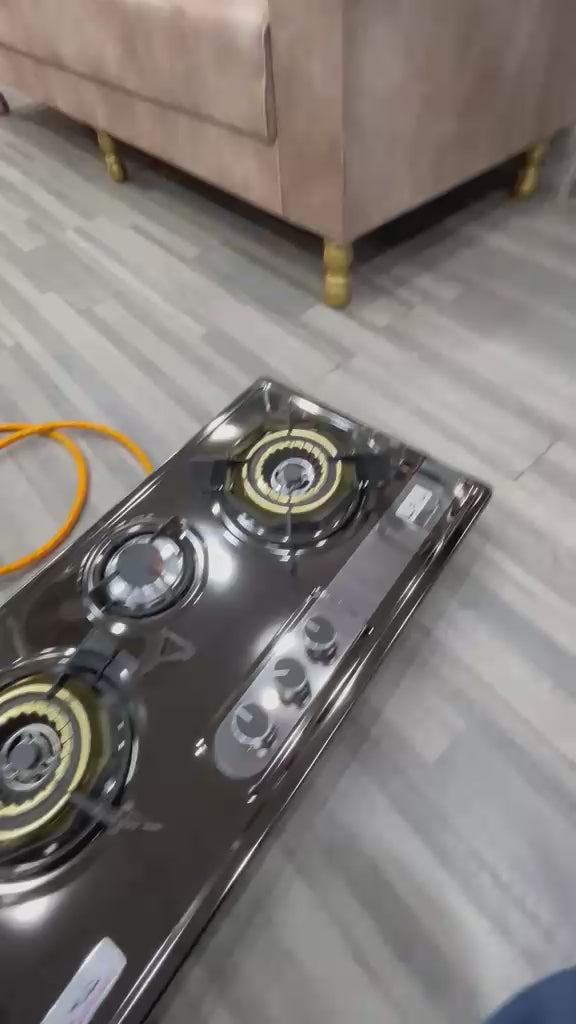 10kg Burhan Fiber Cylinder + 3-Burner Stainless Steel Auto-Ignition Hob