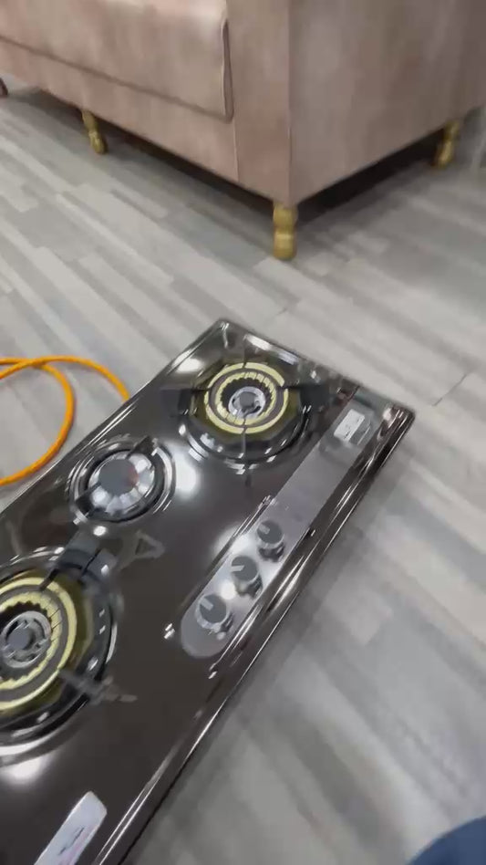 10kg Burhan Fiber Cylinder + 3-Burner Stainless Steel Auto-Ignition Hob